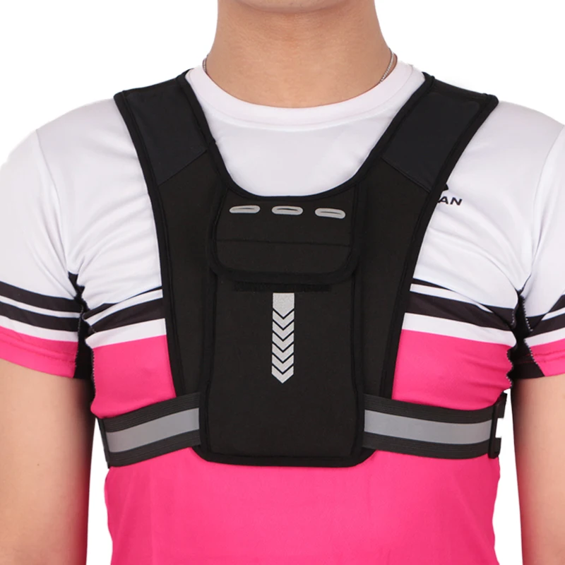 Running Backpack Vest Men And Women Adjustable Belt Fitness Night Sports Strap Reflective Printing Chest Pocket Mobile Phone Bag | Спорт и