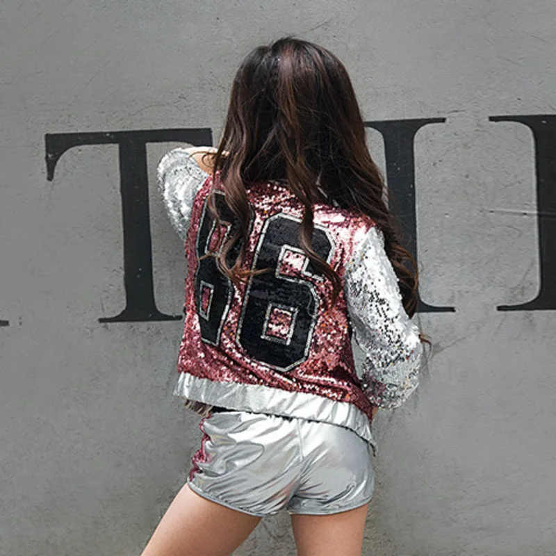 Детская одежда в стиле хип-хоп с блестками куртка для девочек кроп-топы рубашка