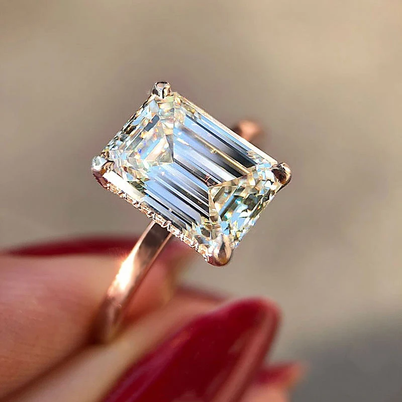 Женские Классические обручальные кольца USTAR из розового золота с квадратным