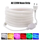 Неоновая полоса, 220 В, ЕС, водонепроницаемая, 14 мм, 120 светодиодовм, 2835, белая, розовая, зеленая, синяя, желтая, красная гибкая лента, неоновая вывеска, светодиодсветильник Па