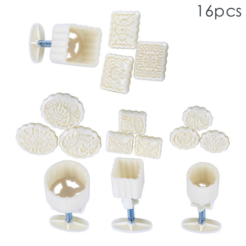 

16pcs/set 50g And 100g Moon Cake Moulds Hand Pressure Round Square DIY Biscuits Molds Cookie Cutters Set Cake Baking Tools