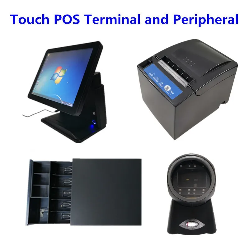 POS система 15 &quotсенсорная панель кассовый аппарат и 58 мм 80 термальный принтер