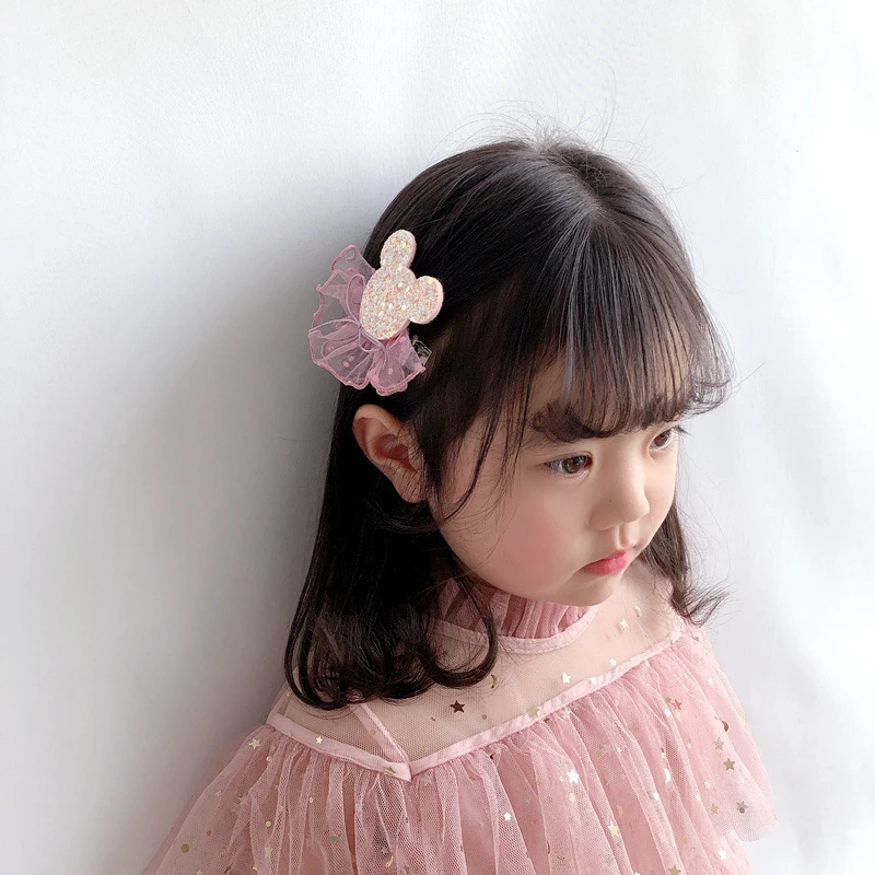 2020 New Fashion Sequin Hair Pins Disney Cartoon Cute Children Accessories Mickey Minnie Mouse Girl Kids Clip Headwear |