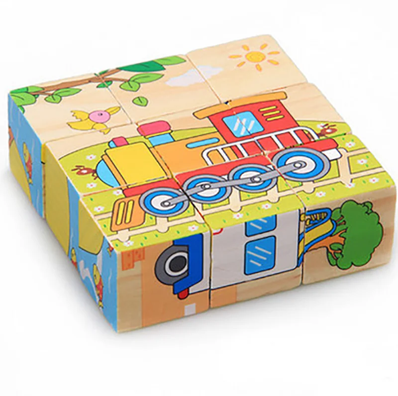 1 Набор девять пазлов шестигранные 3D пазлы кубики лоток деревянные игрушки для