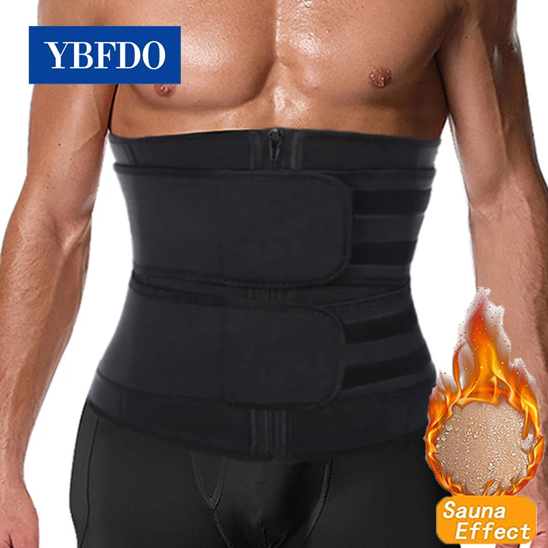 YBFDO Hot Men Sauna Sweat Slimming Double Belt Weight Loss Body Shaper Promote Belly Tummy Modeling Strap Corset Abdomen | Спорт и