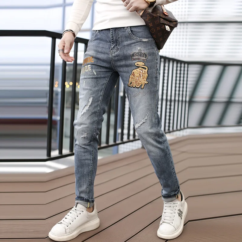 

2021 Spring and Fall Fashion Trend Men's Jeans, Retro Casual Comfortable Stretch Fashion Jeans NZKB08