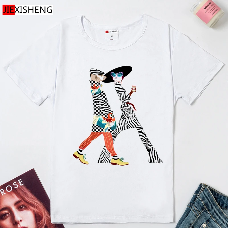 JIEXISHENG модная женская футболка с принтом Летняя Повседневная коротким рукавом 2020