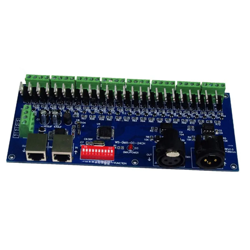 Common Cathode 24CH led DMX512 decoder DC12V-24V 24A 24 channel 8 group DMX decoder DMX512 XRL 3P led controller