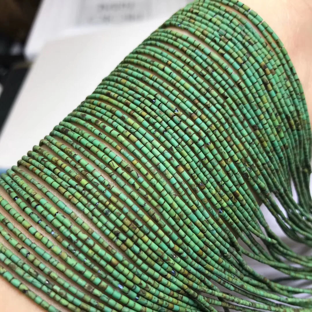 Натуральный кристалл камень Мода Яркий 1 5 мм зеленая сосновая трубка бусины DIY