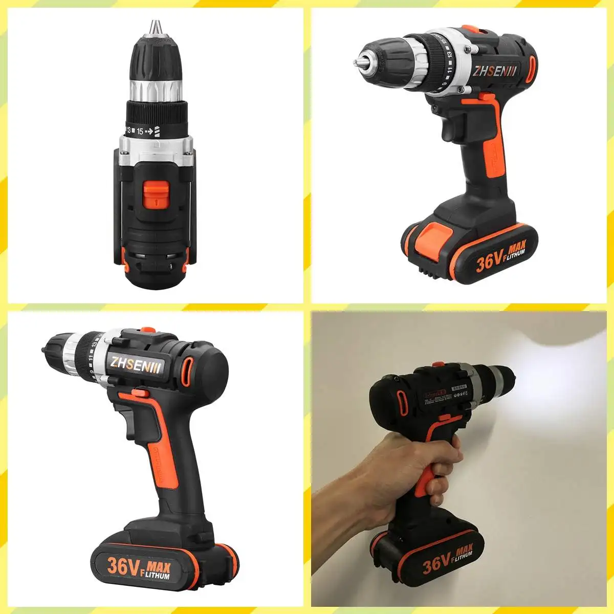 

36V Cordless Drill Driver Screwdriver Wireless Power Driver DC Lithium-Ion Battery 35Nm 15 + 2 torque Settings Cordless drill