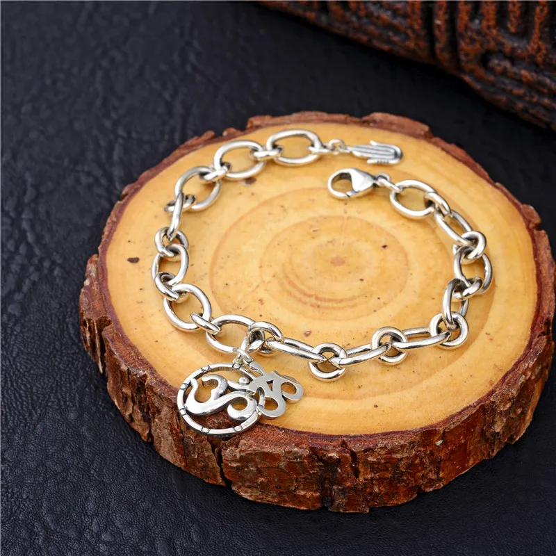 Модные ювелирные изделия 100% Стерлинговое Серебро 925 браслет круглая подвеска