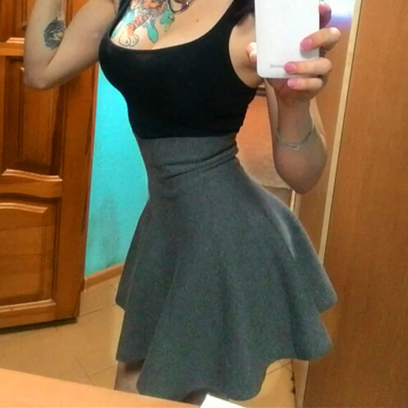 

2021 Spring Autumn New Women Skirt Knitting Woolen Midi Skirt Ladies High Waist Casual Pleated Elastic Flared Skirts