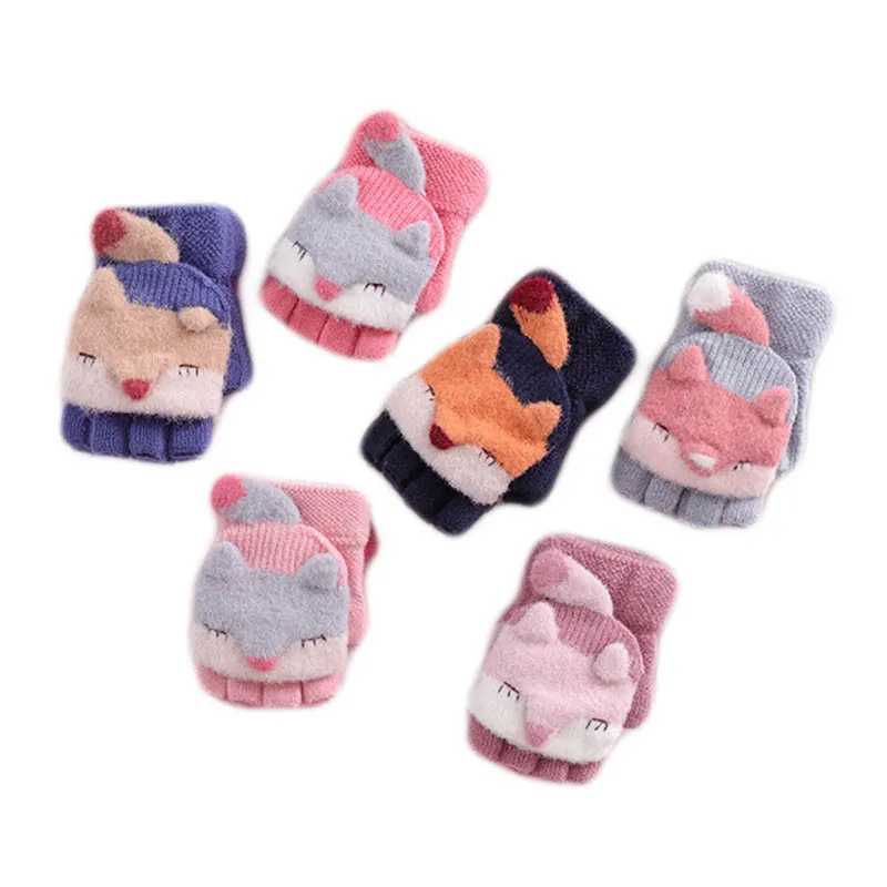 Winter baby half finger warm gloves boys and girls lovely carton kids knitting with high quality 3 yards | Детская одежда и обувь