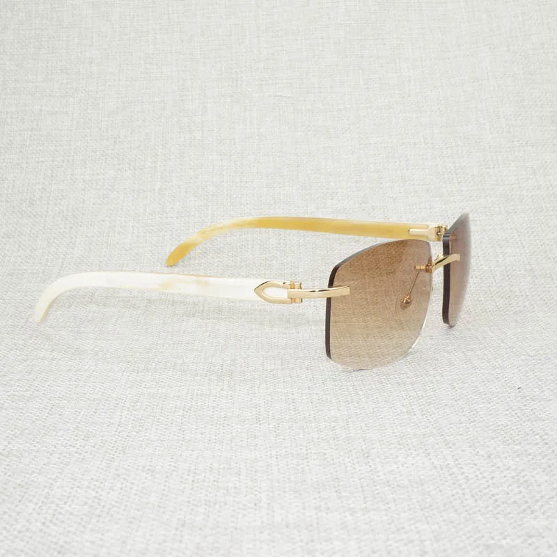 

Retro Wood Oversize Sunglasses Men Natural Black White Buffalo Horn Rimless Eyewear Frame For Outdoor Summer Oculos Gafas