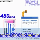 Аккумулятор GUKEEDIANZI FW3L 480 мА  ч, высокая емкость FW3S 600 мА  ч, для часов Moto 360 Moto3602nd 46 мм, 42 мм, SNN5962A