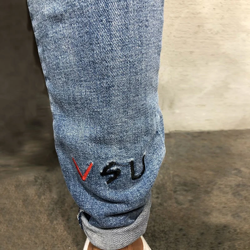 Мужские джинсы VOMINT облегающие прямые с вышивкой S-3XL | Мужская одежда