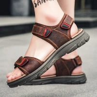 fashion summer high end leather mens outdoor beach sandals non slip wear resistant hiking sandals outdoor sports sandals