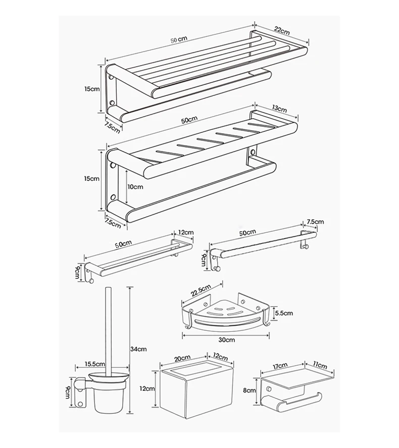 gunmetal gray bathroom accessory set space aluminum metal towel rail rack bar shelf paper holder toothbrush holder free global shipping