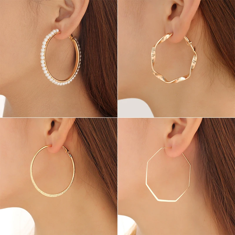 2020 модные большие гладкие круглые серьги для женщин в стиле панк