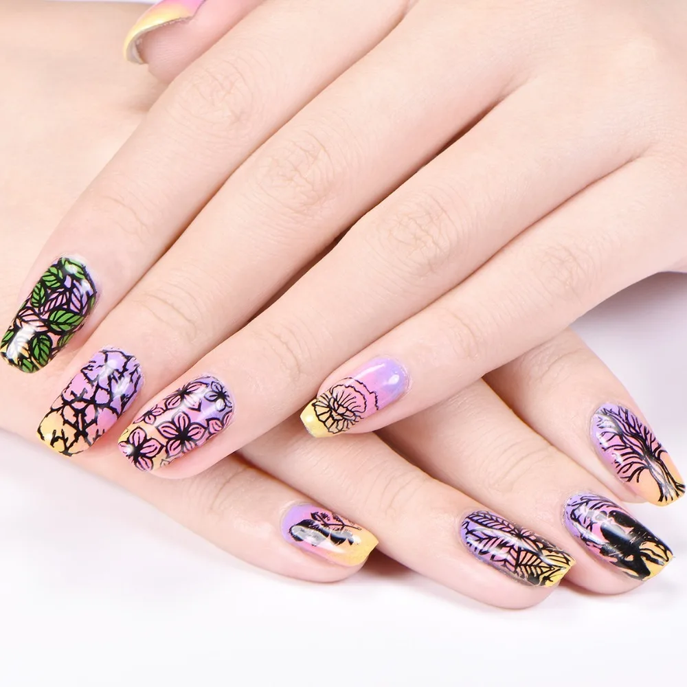 Beautybigbang Number 01-020 Nail Stamping Plates Tree Style Stainless Steel 6*12cm Stamp Nail Stamper Nails Art Stamping Plate
