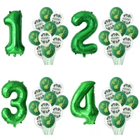 11pcs green foil number balloons dinosaur latex balloon kids jungle theme birthday safari forest party decorations baby shower