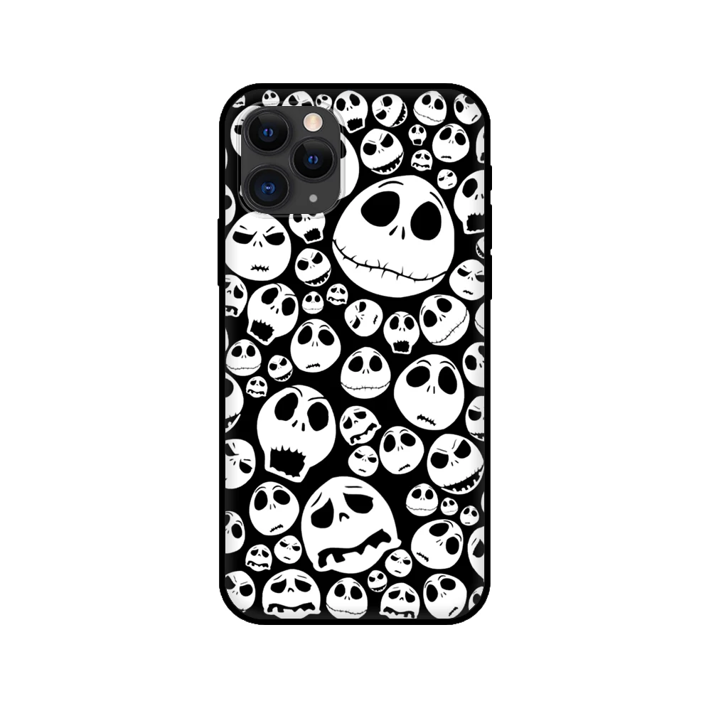 

Black tpu case for iphone 5 5s se 2020 6 6s 7 8 plus x 10 XR XS 11 12 mini pro MAX back Nightmare Before Christmas Jack Skeleton