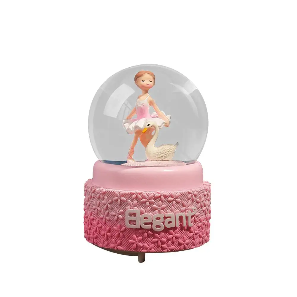 Музыкальная шкатулка в виде хрустального шара инновационная музыкальная INS Girl Pink