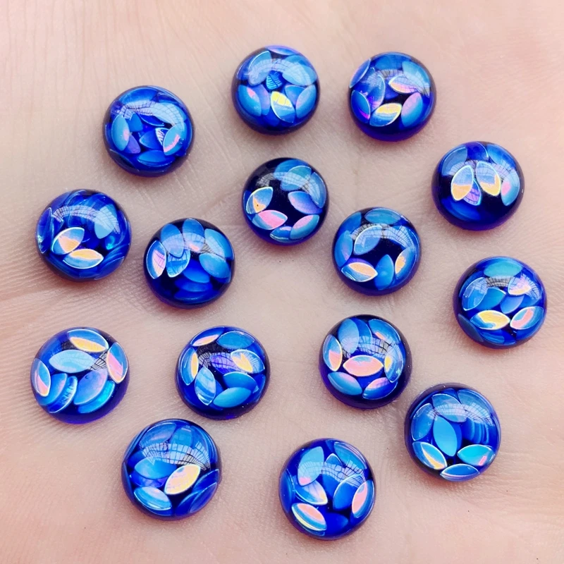 

25pcs 9.5mm Glitter Filled Resin Round Flatback sapphire&colorful Crystal stones Cabochon DIY wedding decoration rhinestone HB83