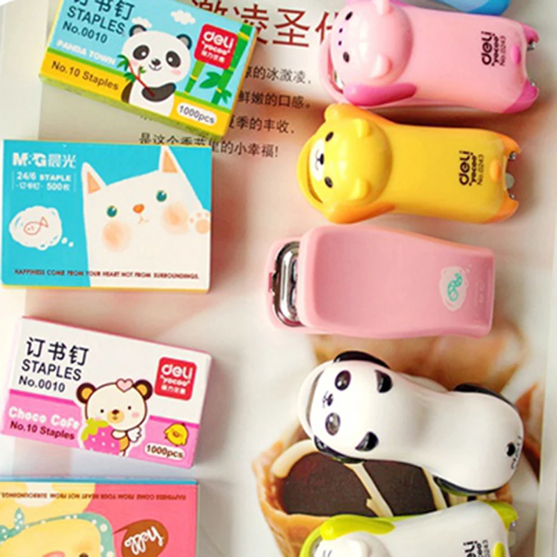 Набор мини степлера в виде панды школьные и офисные канцелярские