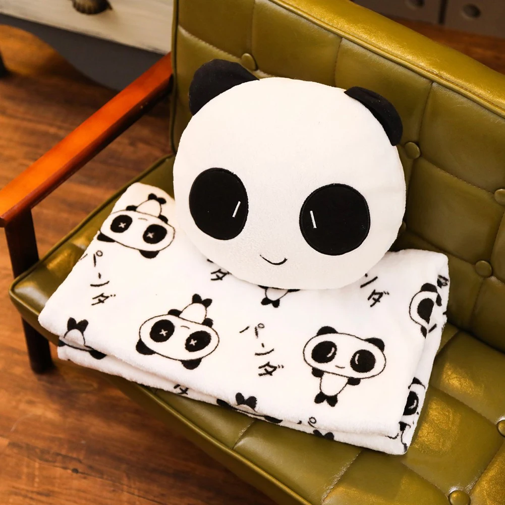 

1 Set Children's Cartoon Cute Panda Small Pillow Matching Panda Warm Plush Blanket Combo Sets Home Accessories