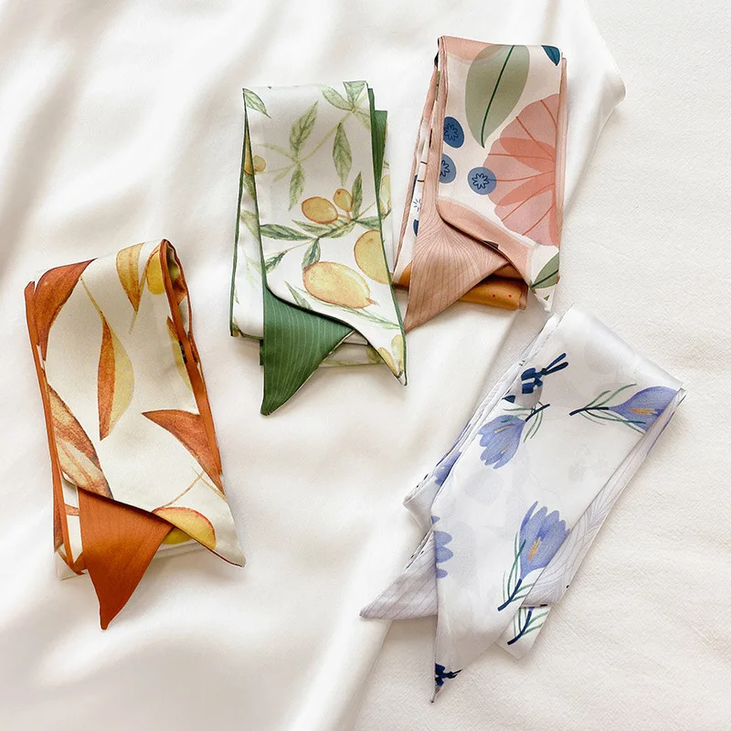

Elegant Warm Scarf Long Narrow Hair Band Bundle Streamers Fashion Long Silk Scarf Tie Hair Streamers French Style