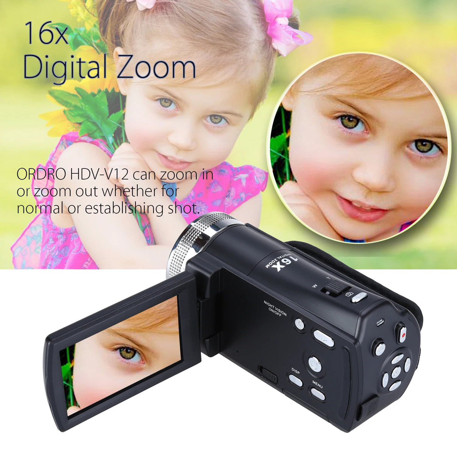 ORDRO HDV-V12 3," lcd 1080P FHD цифровая камера видеокамера 16x Zoom DVR IR ночное видение CMOS сенсор Микрофон
