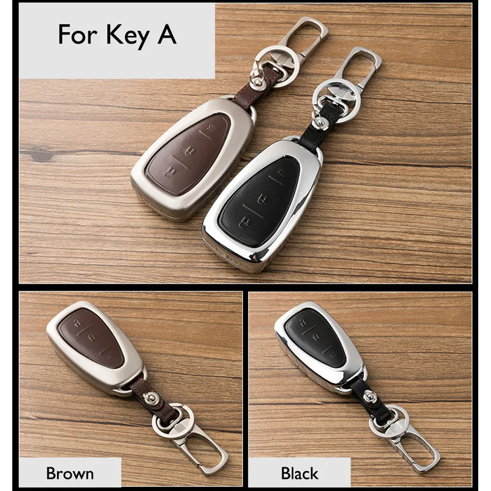 Чехол для автомобильного ключа из цинкового сплава и кожи Chevrolet 2016 2017 Camaro Cruze Malibu