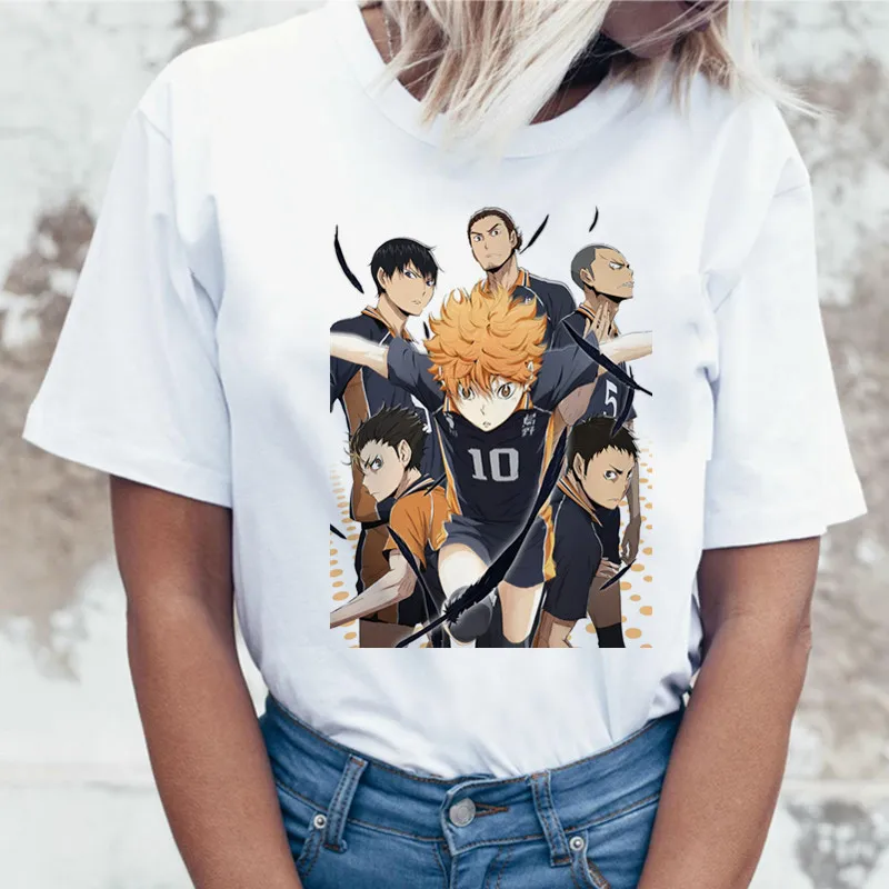 

Japanese anime T-shirt haikyuu shirt Harajuku Leisure Short sleeve t shirt women 2021 white T-shirt Female Tops Women T shirt