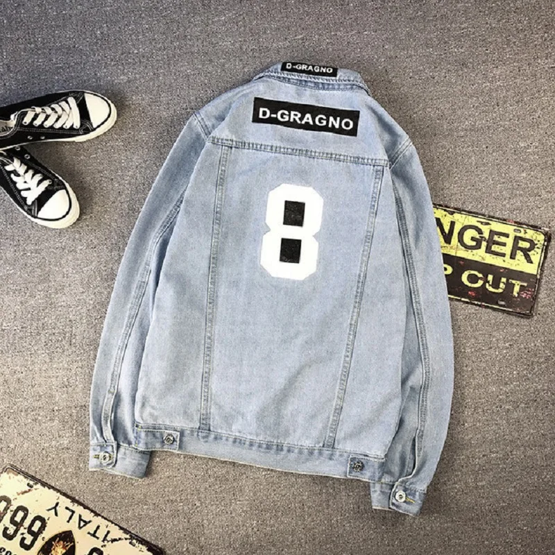 Джинсовая куртка мужская с воротником-стойкой Повседневная Уличная одежда из