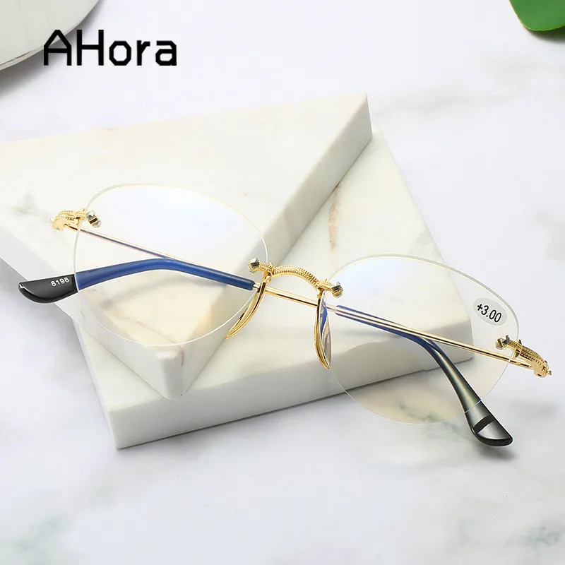 Очки для чтения Ahora без оправы ультралегкие круглые деловые пресбиопические очки