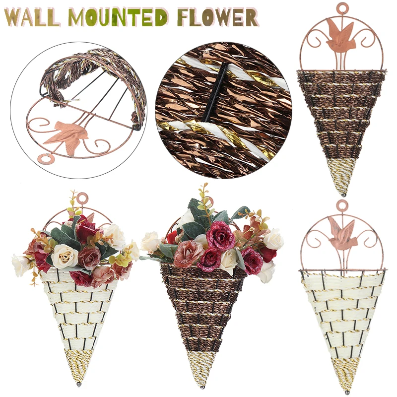 

Natural Wicker Flower Basket Wall Hanging Pot Planter Rattan Vase Basket Decor For Garden Balcony Corridor Wicker Flower Basket