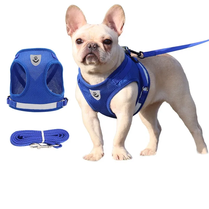 

Dog Harness with Leash Summer Pet Adjustable Reflective Vest Walking Lead for Puppy Polyester Mesh Harness for Small Medium Dog