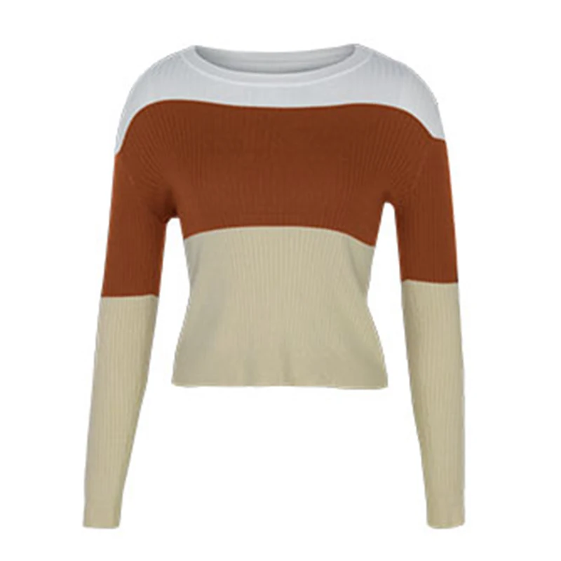 

Foridol stripe knitted ribbed sweater pullovers women autumn winter casual thin basic short sweater pullovers 2020