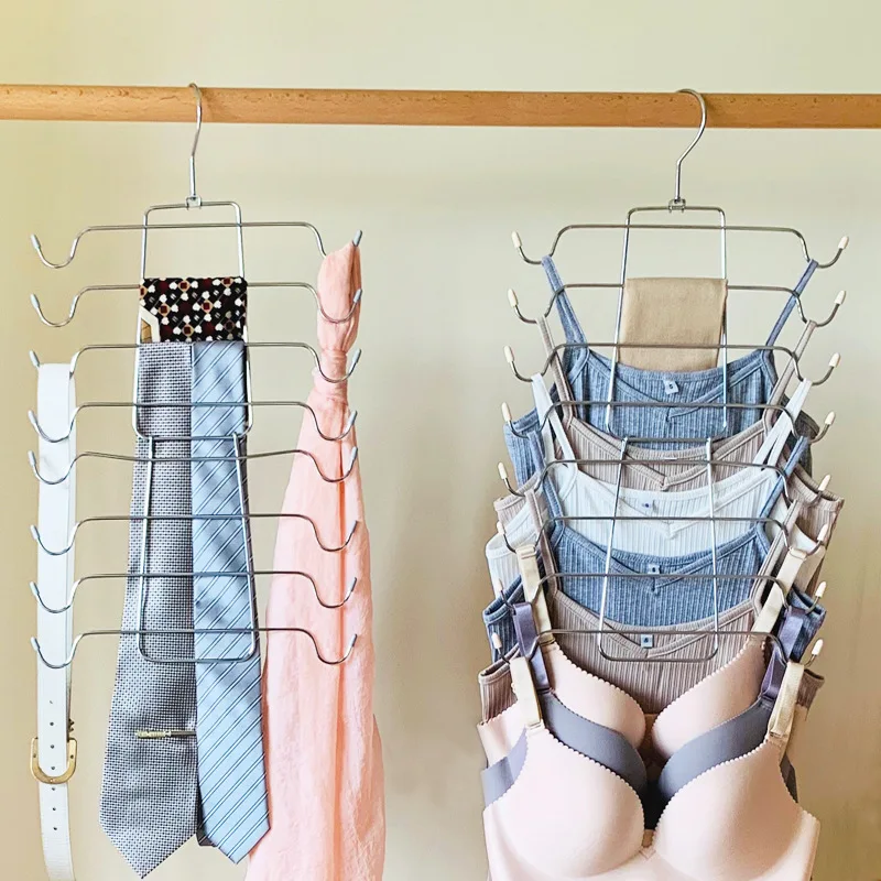 

Multi-Layer Underwear Hanger Storage Multi-Functional Clothing Shelf Folding Space Saving Organizer Hangers Underwear Ties Belts