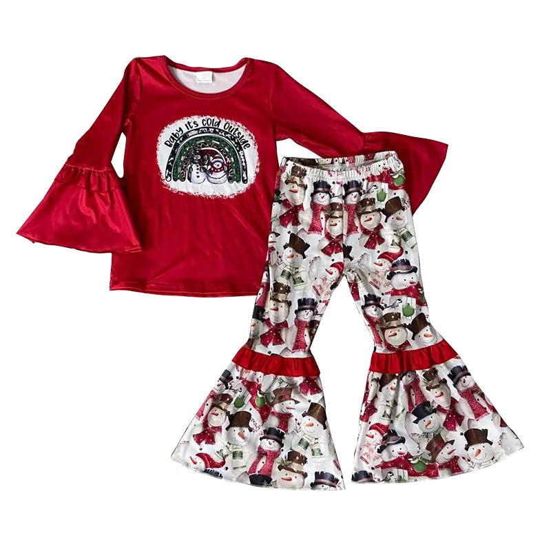 

Оптовая продажа, дизайнерские рождественские наряды с длинным рукавом для маленьких девочек в виде Санта-Клауса, бутиковые наряды для малы...