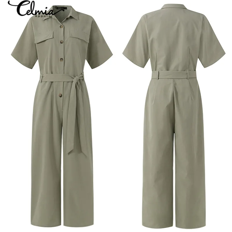 Женские комбинезоны Celmia с коротким рукавом модные летние комбинезоны-карго