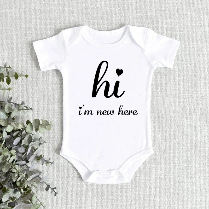 2021 Hi I'm Here Для малышей и детей боди для летние Изделие из хлопка с короткими
