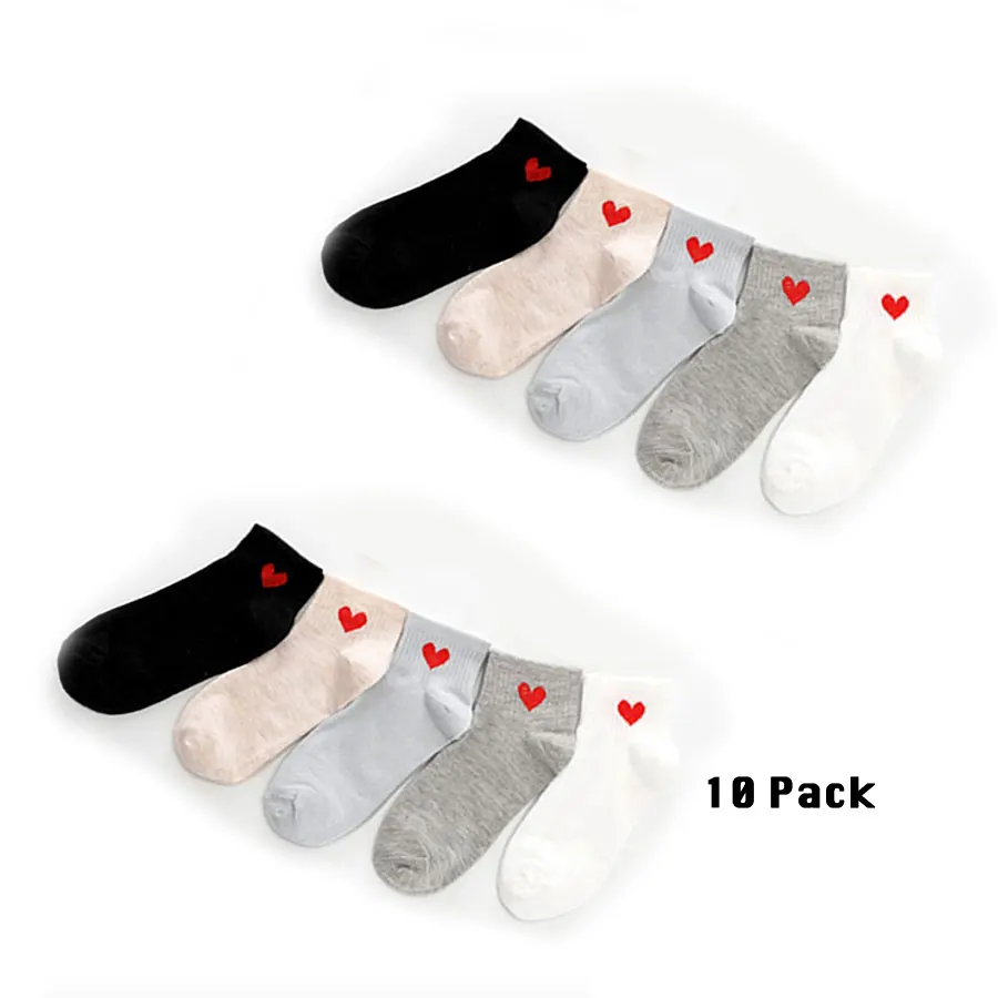 10 Pairs Love 10 пар/компл. хлопок Для женщин короткие носки с милым фруктовым рисунком повседневная женская обувь носки до лодыжки сплошной Цвет Летний стиль - Цвет: 10 Pairs Love
