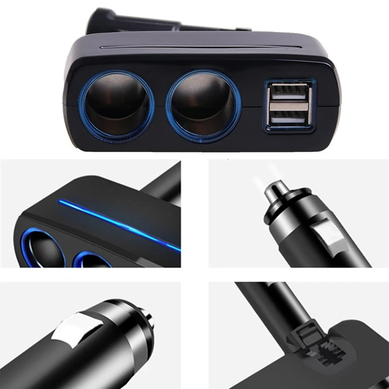 Автомобильный прикуриватель разветвитель Разъем конвертер Авто двойной USB 12-24 в 120 Вт светодиодный зарядное устройство адаптер питания для телефона MP3 DVR gps