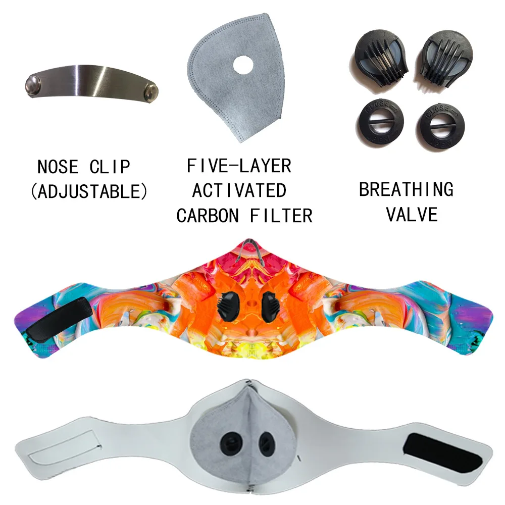 

Cotton Face Mask Valves Masks Anti-Dust 3D Printing Activated Carbon Filter Mask For Women Punk Men Mouth Marks
