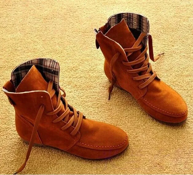 Autumn New Female Women's Boots Flat Lace Ankle For Women Rome Student Plus Sizes34-44 buttons Decorative Shoes433 | Обувь