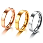 Простые обручальные кольца для женщин серебристого цвета плоские гладкие 316L из нержавеющей стали золотистые ювелирные изделия 4 мм Дамский подарок с гравировкой