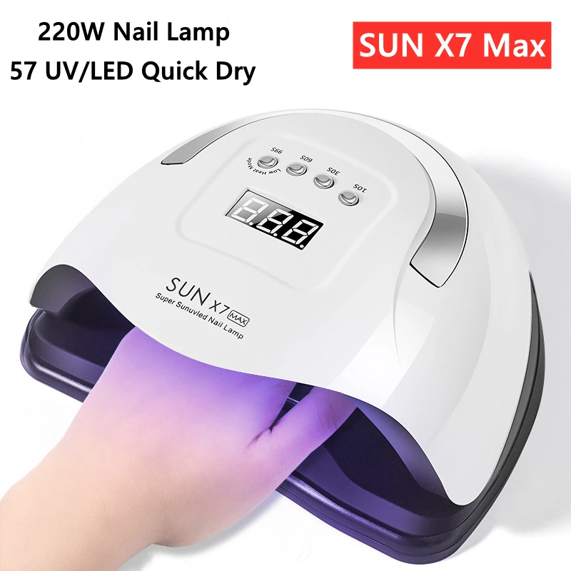 

SUN X7 Max 220W Nail Lamp Intelligent 57 UV/LED Dual Light Quick Dry Nail Gel Dryer Lamp Professional Phototherapy Manicure Lamp