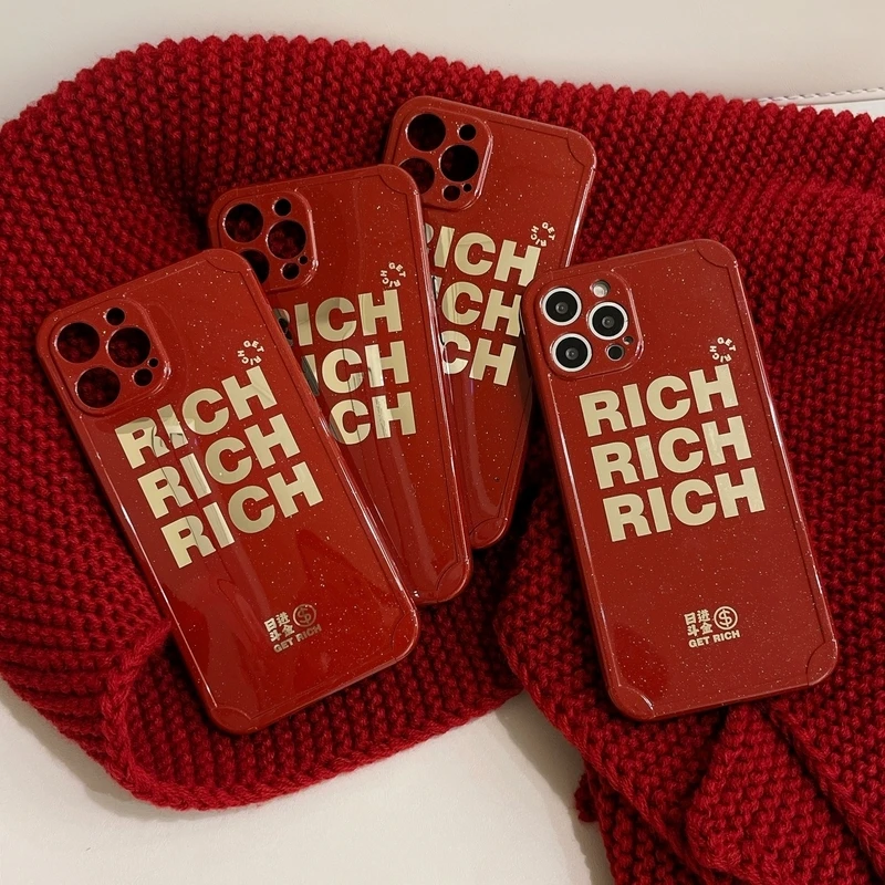

Luxury Christmas New Year Red Rich Japan Phone Case For iPhone 13 12 11 Pro Max X Xr Xs Max 7 8 Puls Cases Soft Silicone Cover
